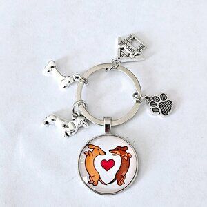Dachshund Couple Dog Keychain Charms Wiener Dog Doxie Pet Lover Gift Accessory